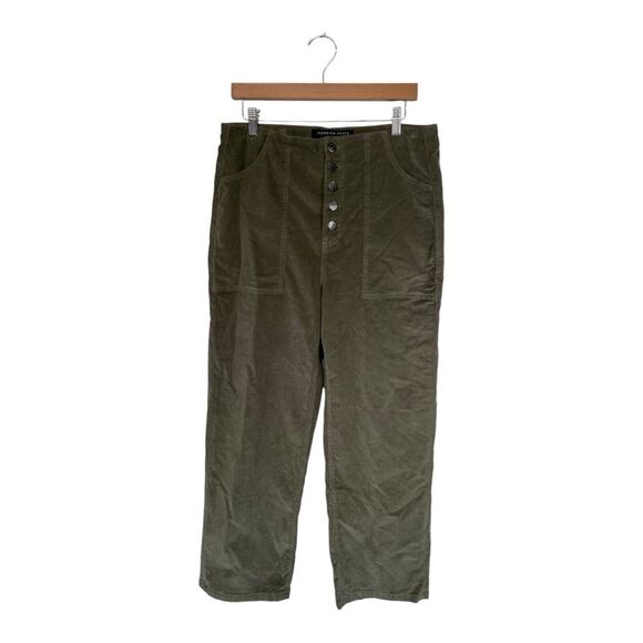 NWT Veronica Beard | Crosbie Crop Green Clover Corduroy Wide Crop Leg Pant 31/12 - Picture 4 of 11